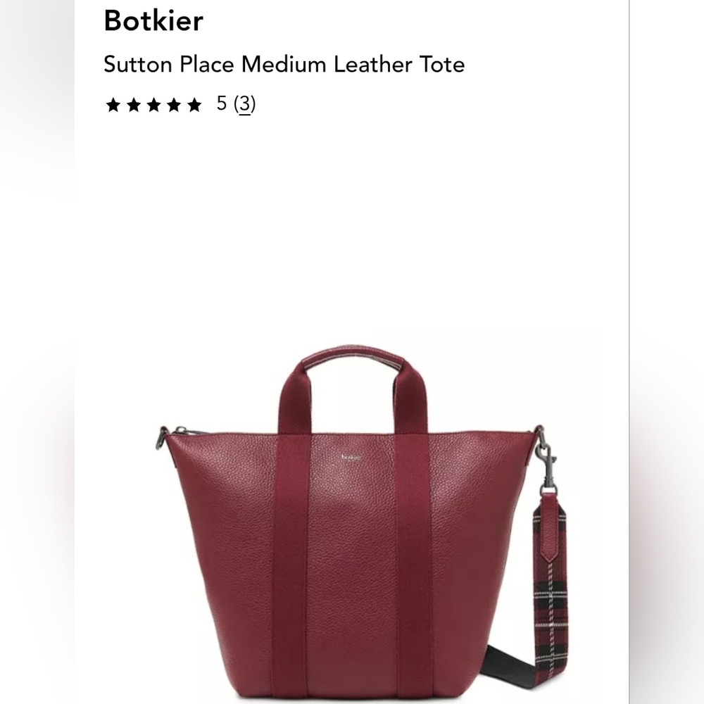 Botkier Sutton Place Medium Leather Tote Bag Color Is Merlot